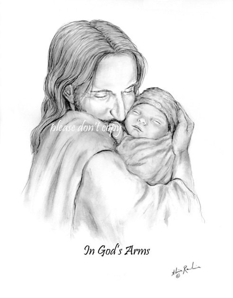 Print Glimpse of Heaven Jesus Christ Holding a Newborn Baby In God's Arms