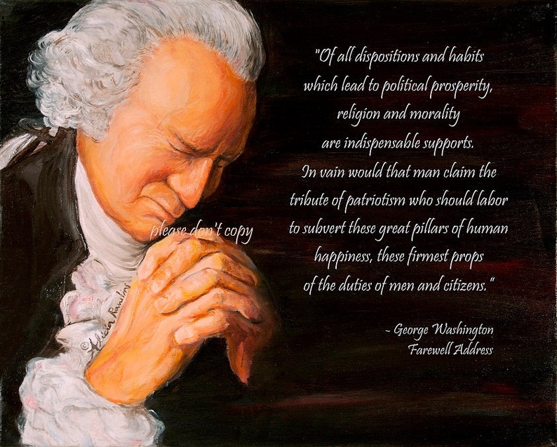 5X7 Washington Praying Morality Religion Prayer