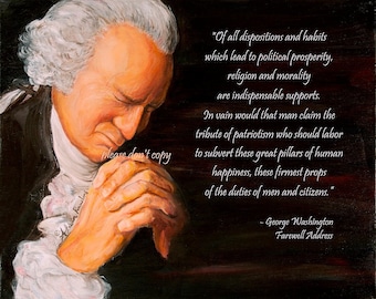 Print of George Washington Praying -  Your Choice of Quote