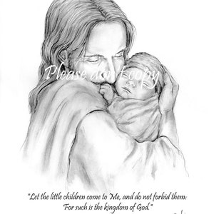 Print Glimpse of Heaven Jesus Christ Holding a Newborn Baby Matthew 19:14