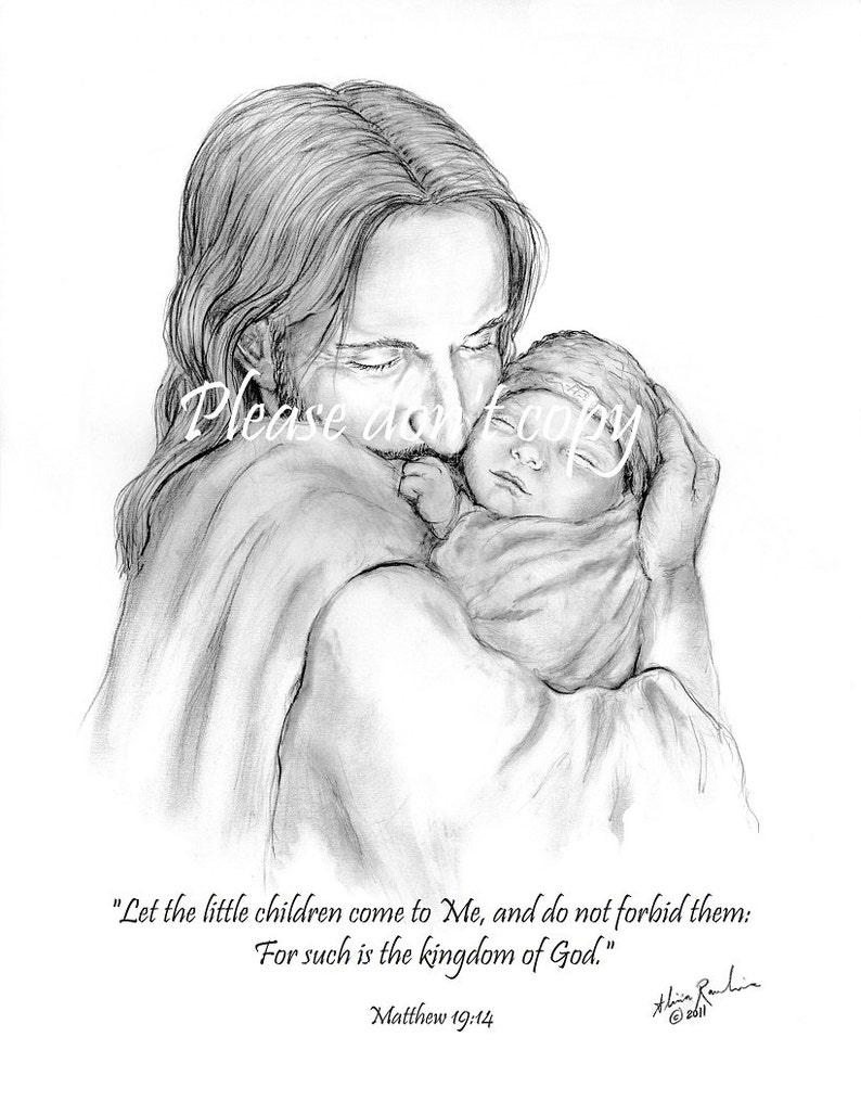 Print Glimpse of Heaven Jesus Christ Holding a Newborn Baby Matthew 19:14