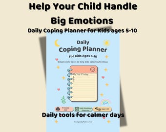 Kids Coping Skills Planner – Anxiety Emotional Regulation Worksheets (Digital Download)