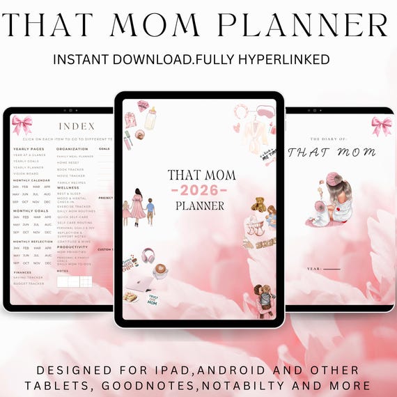 That Mom Planner 2026 | Digital Life Planner for Busy Moms | Hyperlinked iPad Planner | Wellness, Routines & Organization