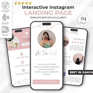 Interactive Instagram Bio Link Page Template for Canva