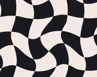 Wavy Checker Seamless Pattern | Moss & Bone | Abstract Checkerboard ...
