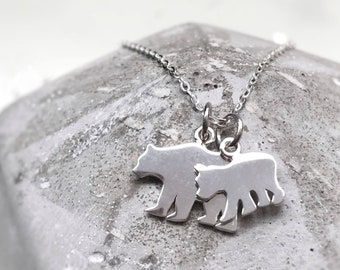 Mama Bear Necklace Sterling Silver Baby Bear Choose Number of Cubs Gift for Mom Mothers Day Gift