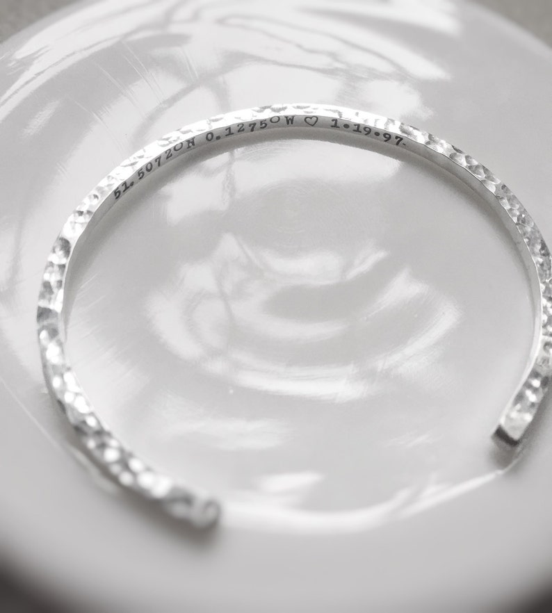 Sterling Silver Square Cuff Stacking Bracelet Personalized Etsy