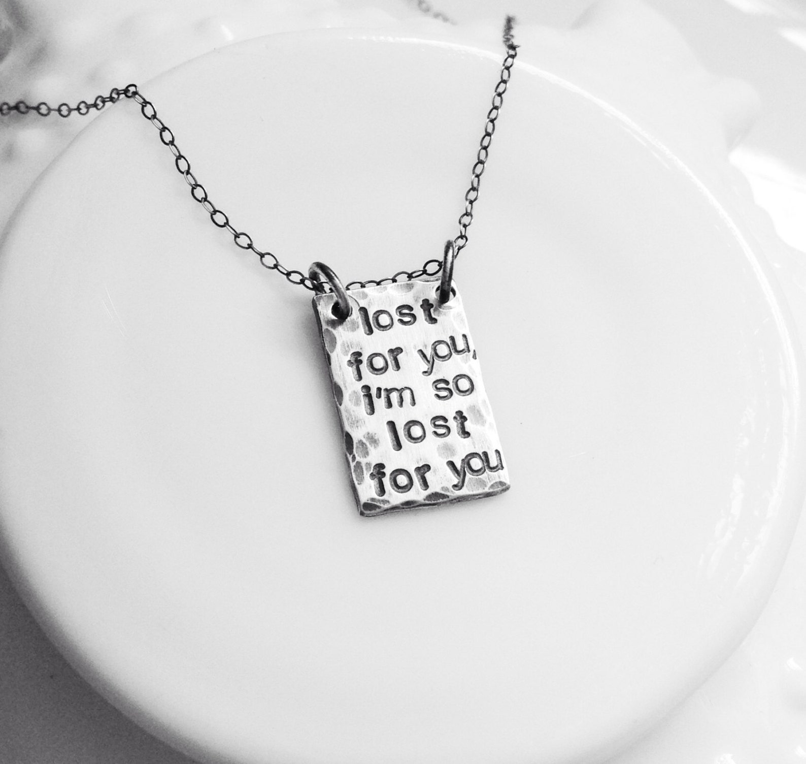 Personalized Lyrics Quote Sterling Silver Necklace Rustic Hand Etsy