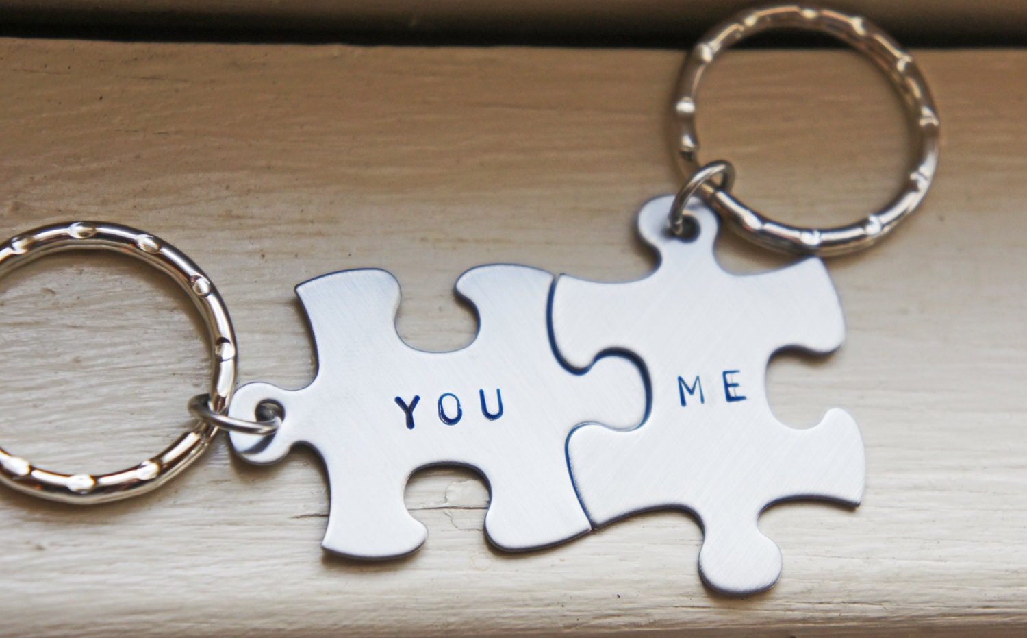 Personalized Puzzle Piece Keychain Custom Couple Best Friends Etsy