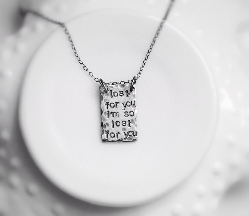 Personalized Lyrics Quote Sterling Silver Necklace Rustic Hand Etsy