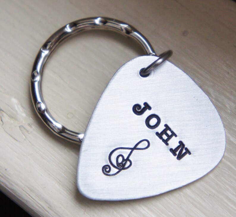 Custom Guitar Pick Keychain Personalized Name Music Lovers