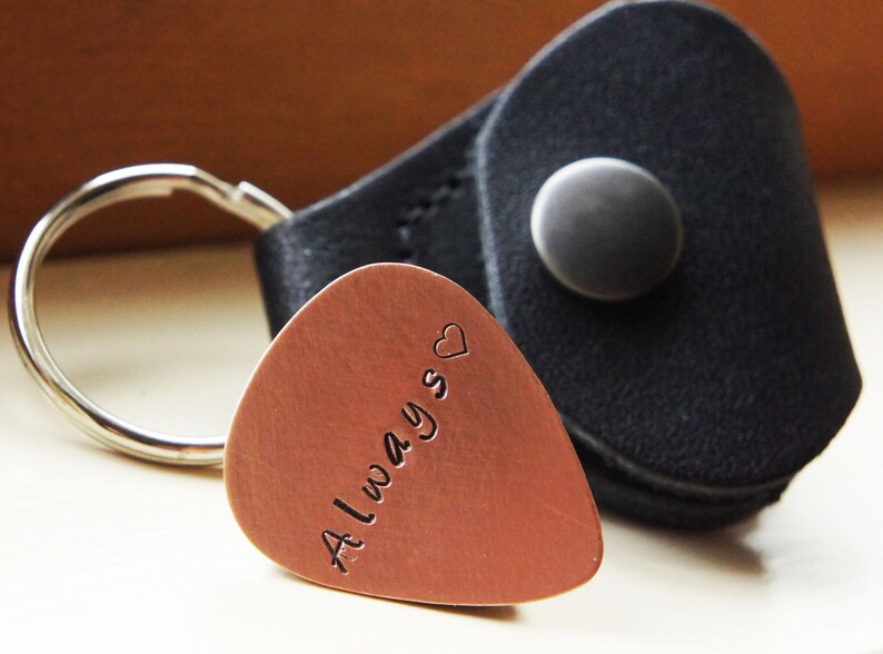 Personalized Guitar Pick Holder Keychain Custom Copper Etsy