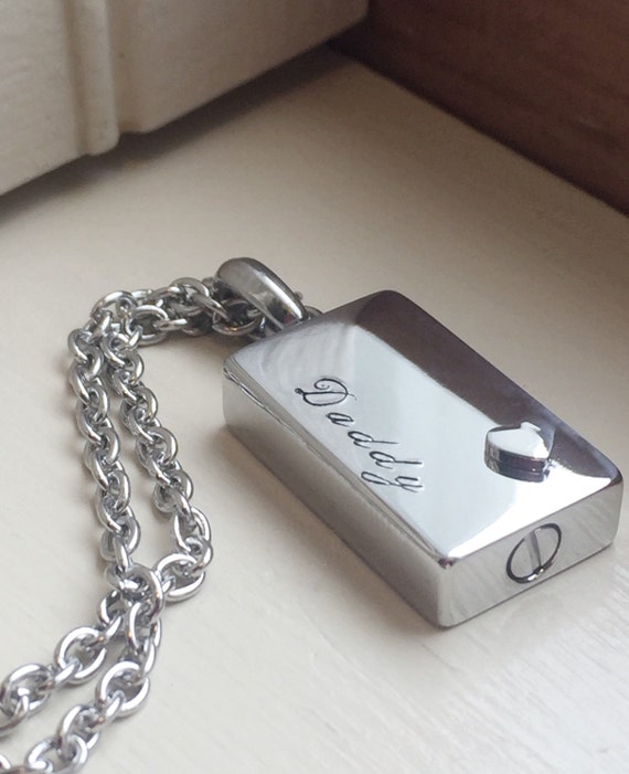 Acier Inoxydable Argent Maman Papa Imprimer Crémation Collier Ash Holder Memorial Urne