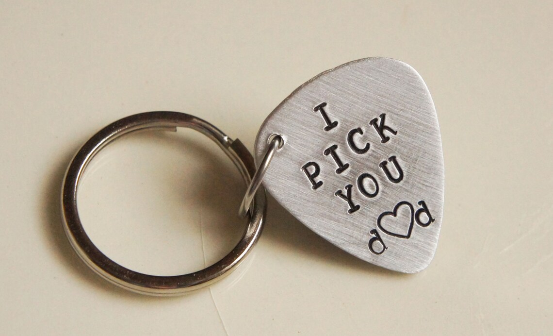 Custom Guitar Pick Keychain Aluminum Personalized Pick Etsy