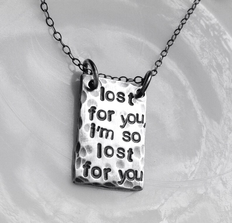 Personalized Lyrics Quote Sterling Silver Necklace Rustic Hand Etsy