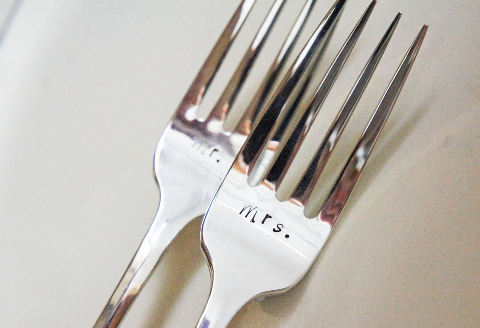 Keepsake Wedding Cake Forks Set Mr. and Mrs. Hand Stamped Etsy