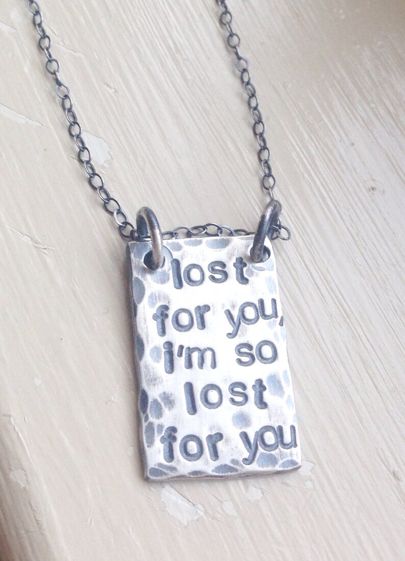 Personalized Lyrics Quote Sterling Silver Necklace Rustic Hand Etsy