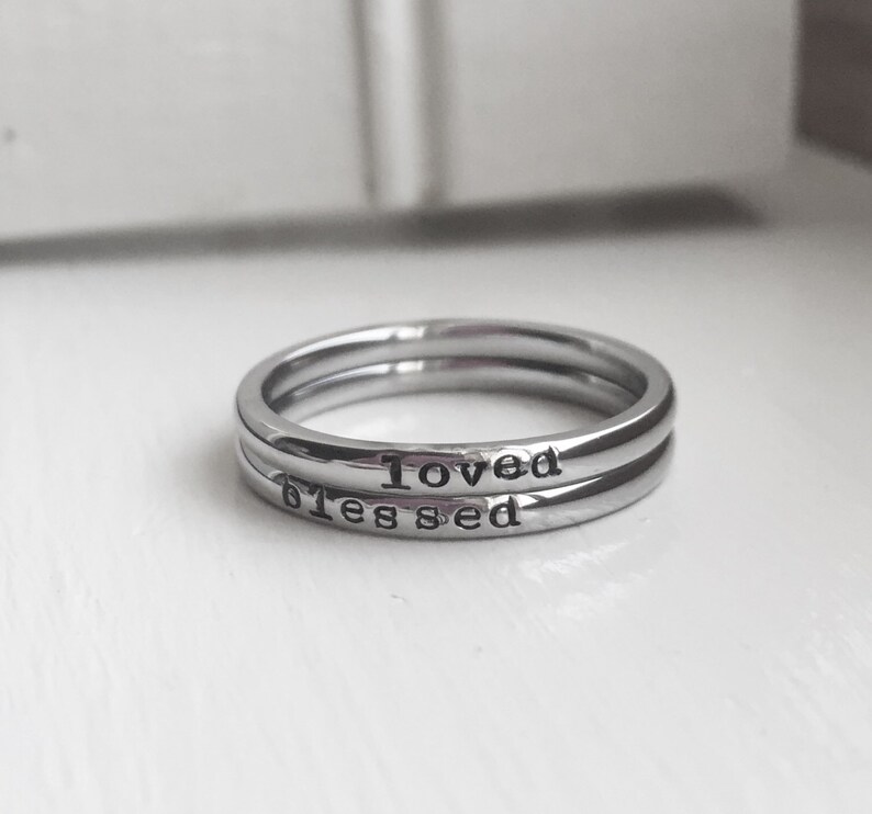 Skinny Stacking Rings Stackable Name Ring Silver Stainless Etsy