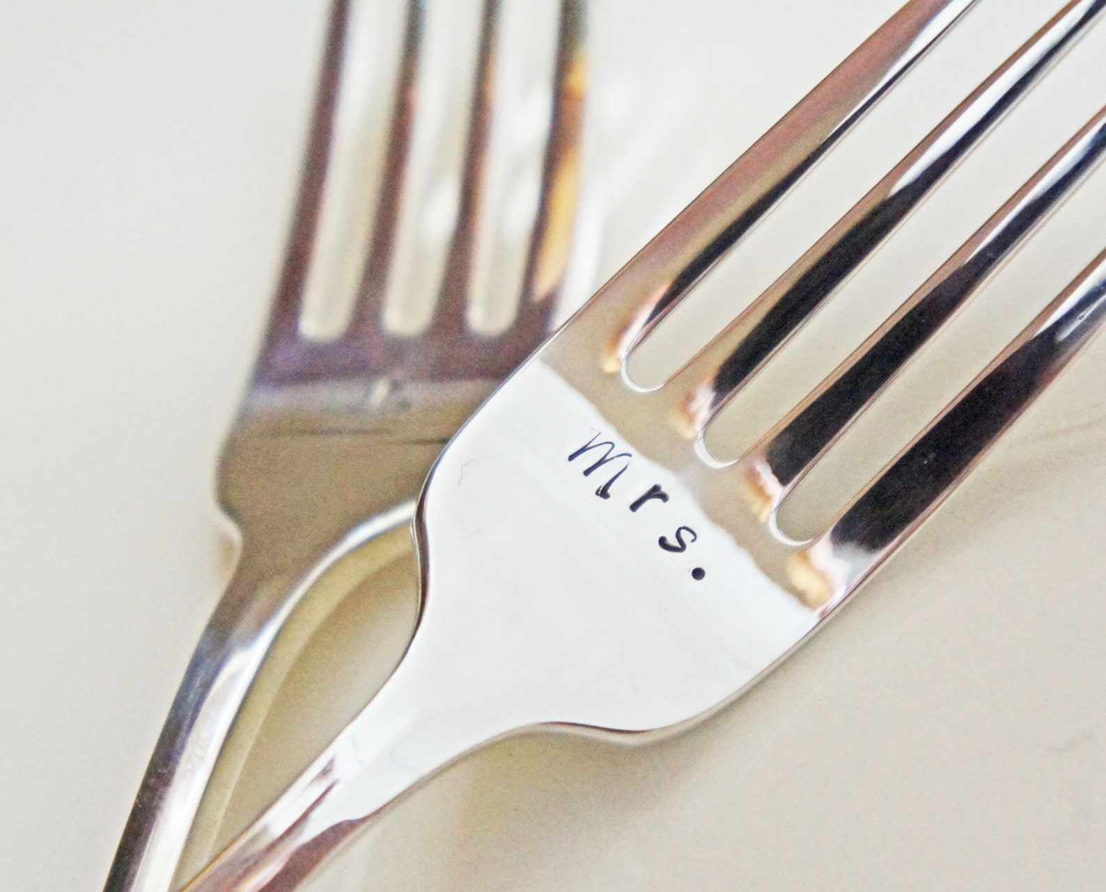 Keepsake Wedding Cake Forks Set Mr. and Mrs. Hand Stamped Etsy