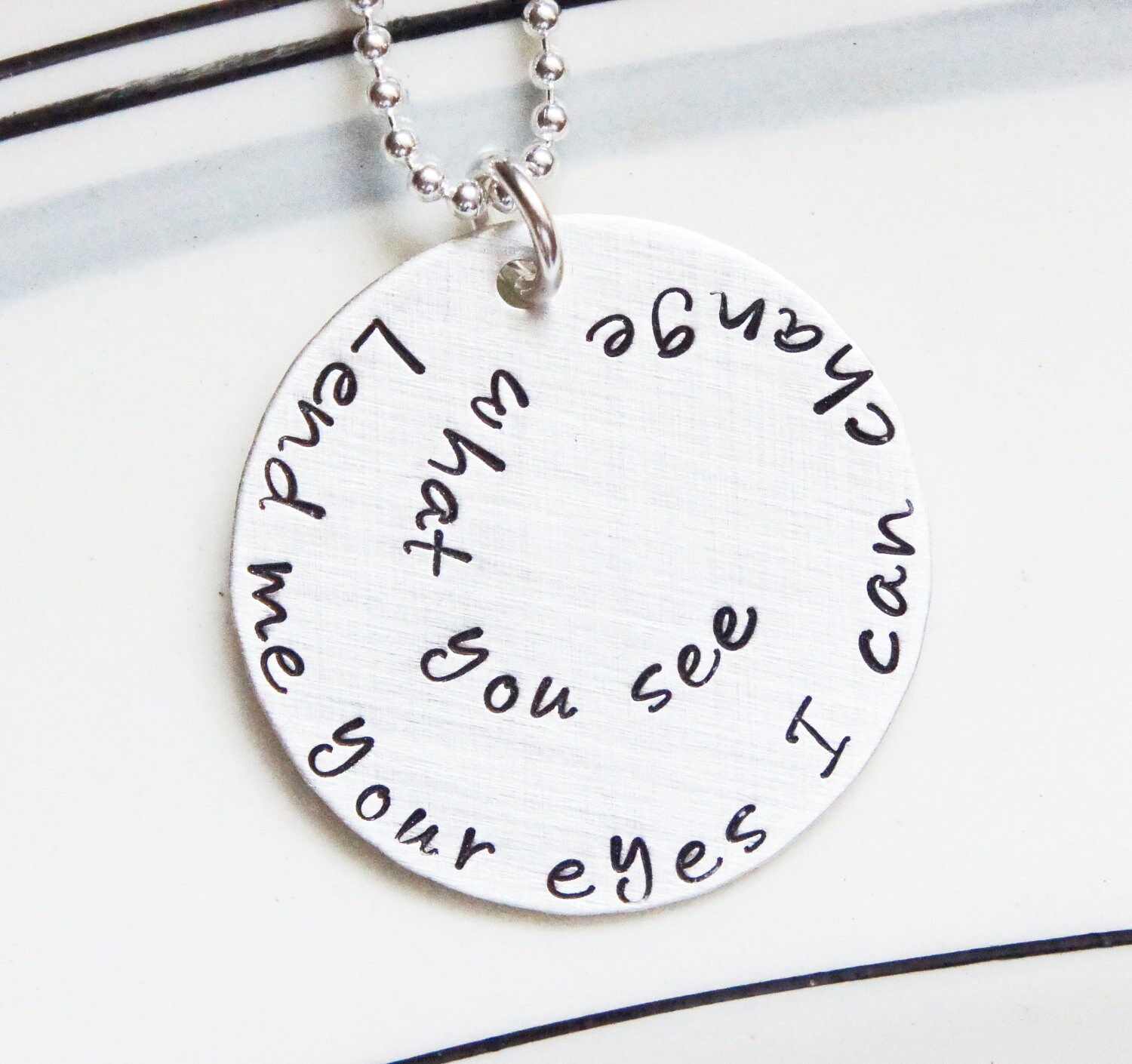 Personalized Quote Lyrics Necklace One Inch Sterling Silver Etsy