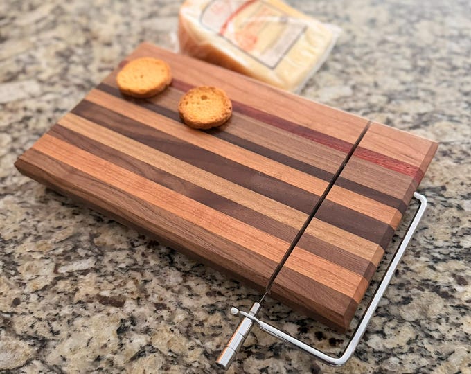 Handcrafted Hardwood Cheese Slicer Board – Walnut Cherry Maple with Padauk Accent