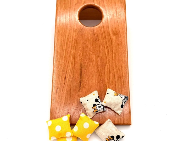 Handcrafted Mini Cornhole Game – Cherry Board – Travel & Tabletop Game