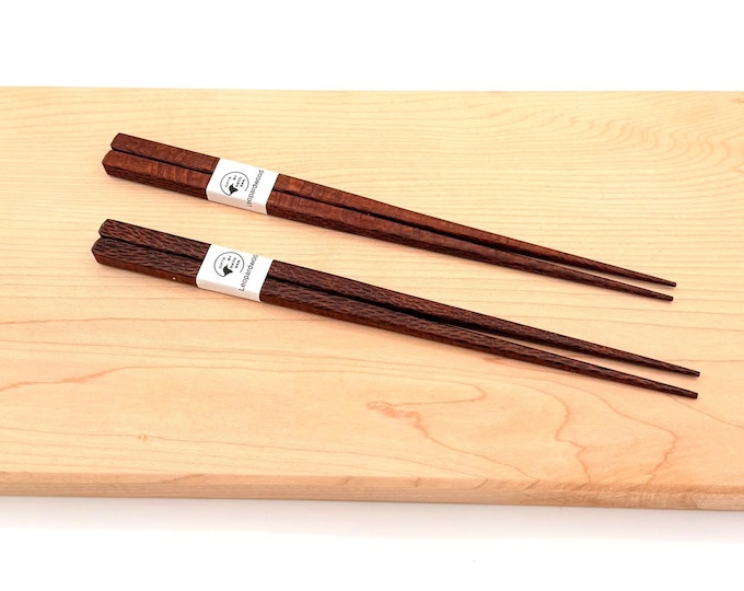 Leopardwood Chopsticks Set with Cherry Rest – Handmade Wooden Chopsticks - Gift Box Included