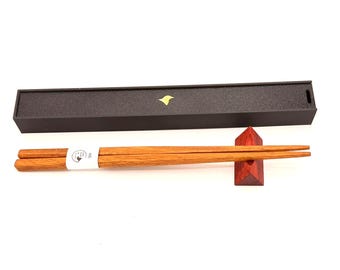 Handcrafted Ipe Chopsticks with Padauk Rest – Personalization and Gift Box Included