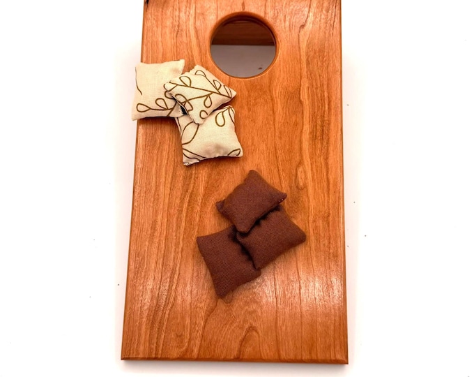 Handcrafted Mini Cornhole Game – Cherry Board – Travel & Tabletop Game
