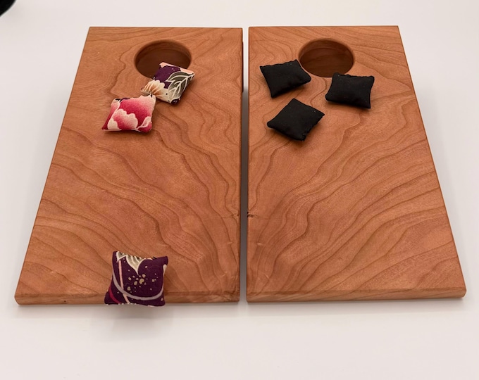Handcrafted Cherry Tabletop Cornhole Game • Solid Hardwood