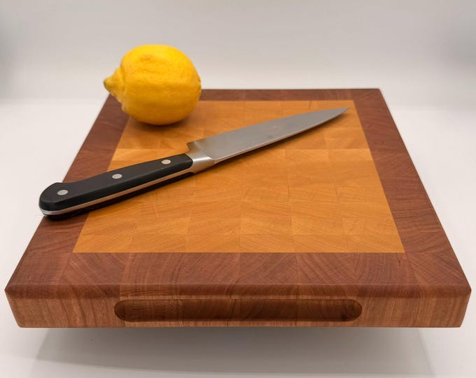 Handcrafted Cherry & Yellowheart End Grain Cutting Board – Solid Hardwood Kitchen Gift