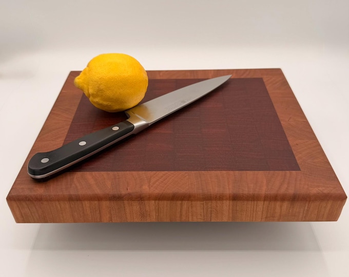 Handcrafted Padauk & Cherry End Grain Cutting Board – Solid Hardwood Kitchen Gift