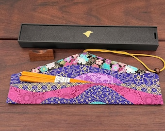 Handcrafted Orange Osage Chopsticks Set with Wooden Rest – Personalization and Fabric Travel Case Included