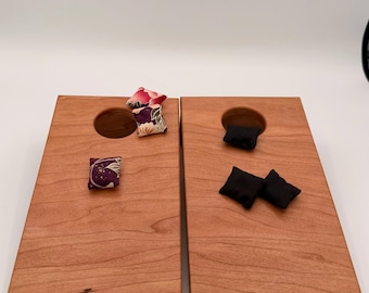 Handcrafted Cherry Tabletop Cornhole Game • Solid Hardwood