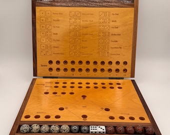 Handcrafted Wooden Baseball Dice Game – Walnut & Yellowheart Heirloom Board for Baseball Fans