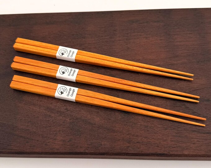 Orange Osage Chopsticks Set with Walnut Rest – Handmade Wooden Chopsticks - Gift Box Included