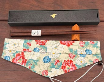 Handmade Brazilian Walnut Chopsticks Set with Wooden Rest, Travel Case & Gift Box