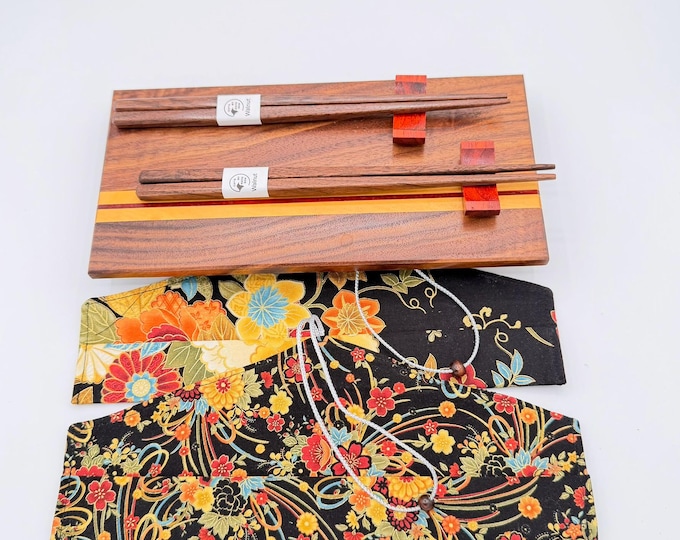 Handcrafted Walnut Chopsticks – Personalized Sushi Gift Set with Hardwood Board