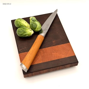 Walnut Cherry End Grain Cutting Board – Small Hardwood Kitchen Prep Board