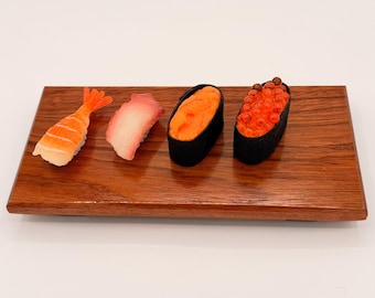 Handcrafted Jatoba Sushi Board – Hardwood Serving Board with Walnut Feet