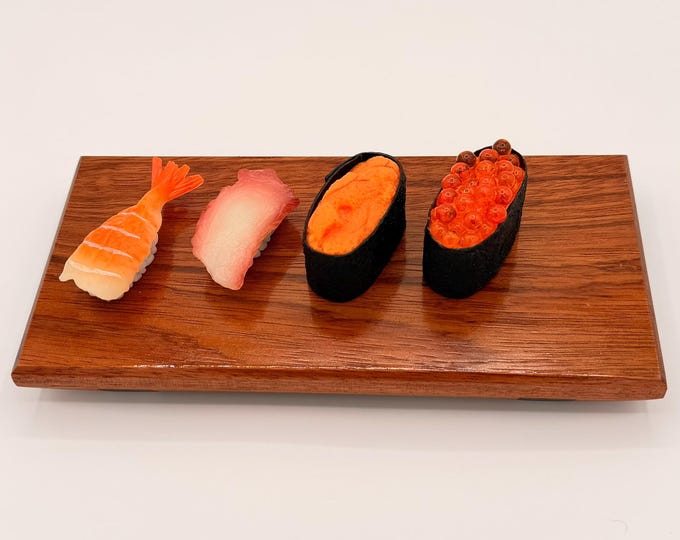Handcrafted Jatoba Sushi Board – Hardwood Serving Board with Walnut Feet