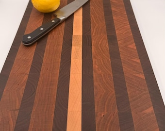 Handcrafted End Grain Cutting Board – Walnut, Cherry & Hard Maple | Large Kitchen Prep Board Gift