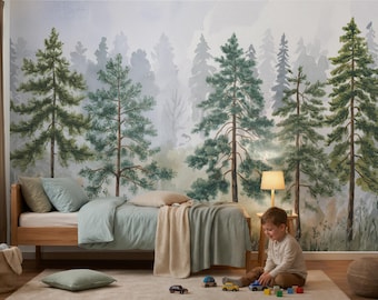 Carta da parati Woodland Nursery - Murale con albero della foresta staccabile e attaccabile