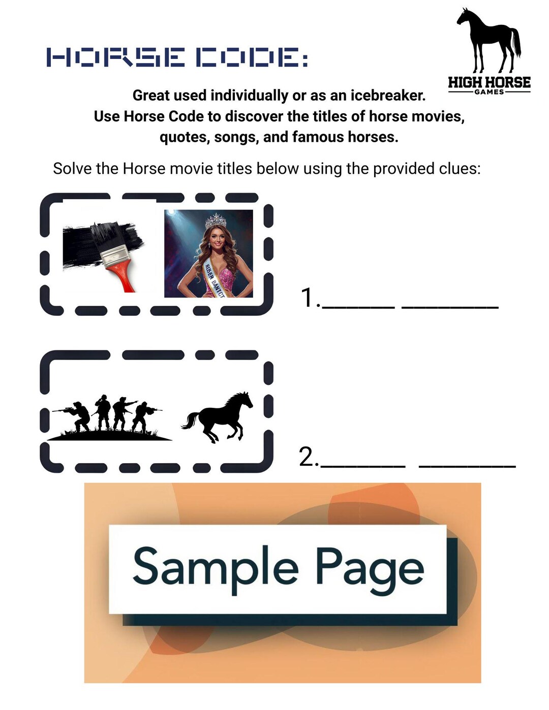 Horse Code is Fun Individually or as an Icebreaker. Solve the Clues! - Etsy