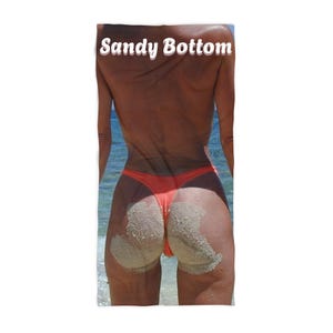 Sandy Bottom beach towel | thong bikini sandy butt design
