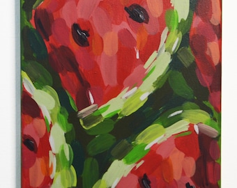 Watermelon Acrylic Painting- 8"x10" original piece on canvas
