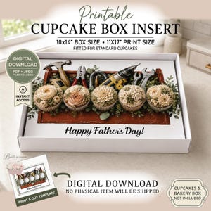 US 10x14" | STANDARD Mall för insats till muffinsbukett för fars dag | Digital nedladdning + vägbeskrivning