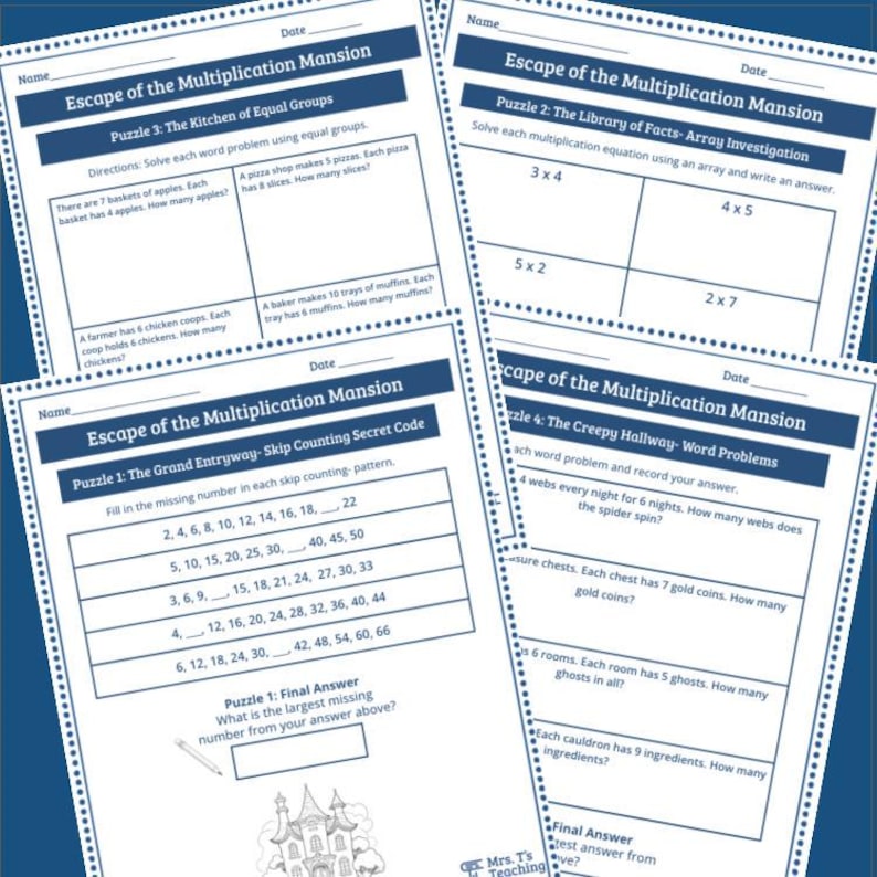 3rd Grade Math Escape Room | Multiplication Challenge | Printable ...