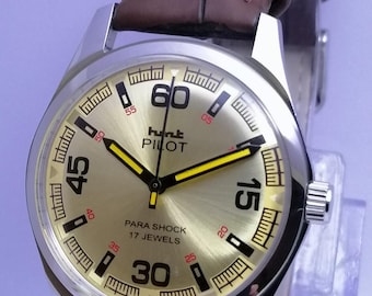 ヴィンテージ HMT パイロット 機械式手巻き ブラックダイヤル 17石