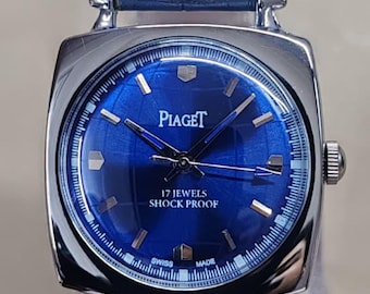 Vintage Piaget 17 jewels Blue Dial Manual Winding Swiss Made Men's Watch